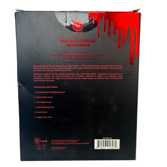 BH Drop Dead Gorgeous Killer Queen Brush Set Bag Cosmetics Makeup Red Black Vamp - Picture 8 of 9